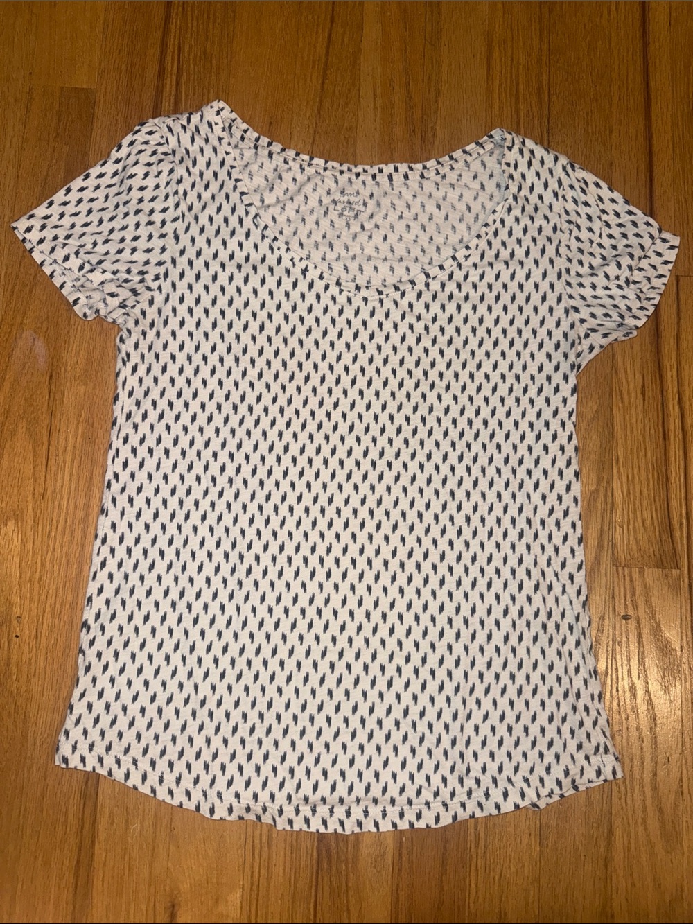 LOFT White Scoop Neck Tee with Navy Dot Print